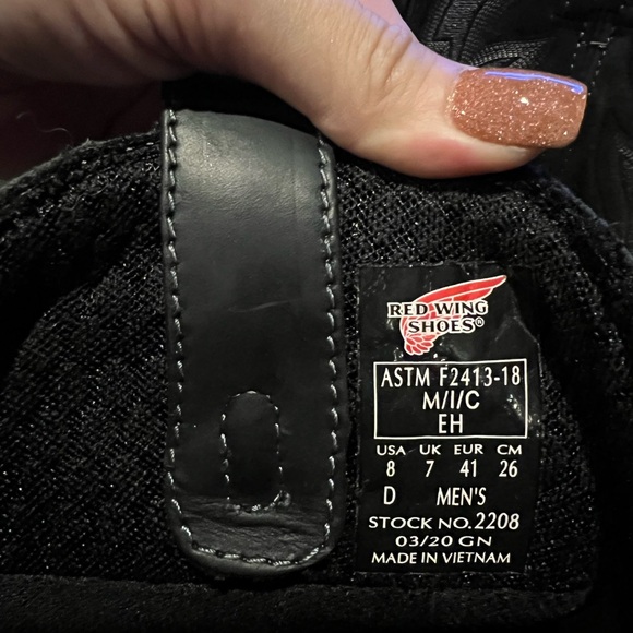 LIKE NEW MENS REDWING BLACK STEEL TOE COWBOY WORK BOOTS SZ 8D - Picture 6 of 7